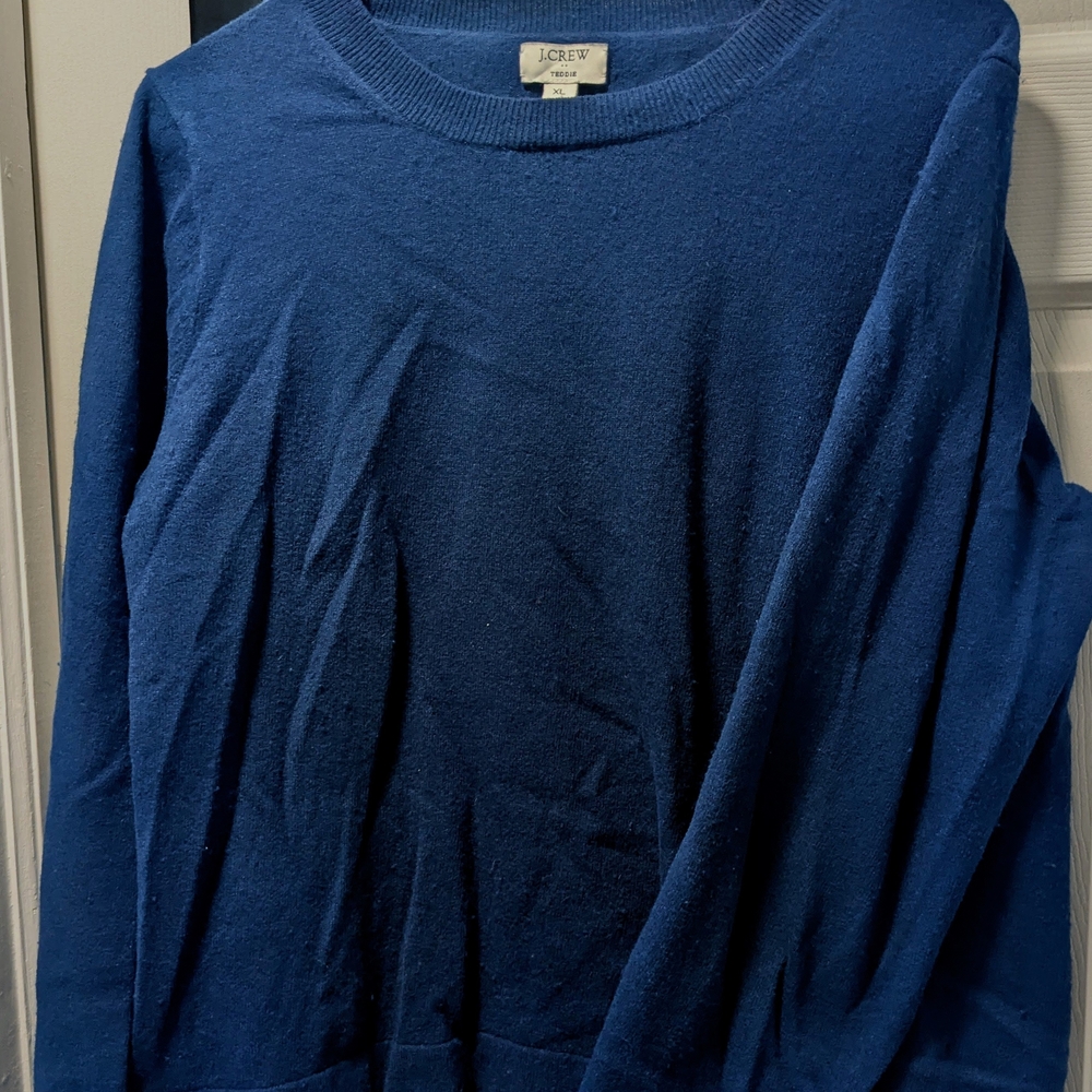 J. Crew Teddie Crewneck Sweater Navy Size XL